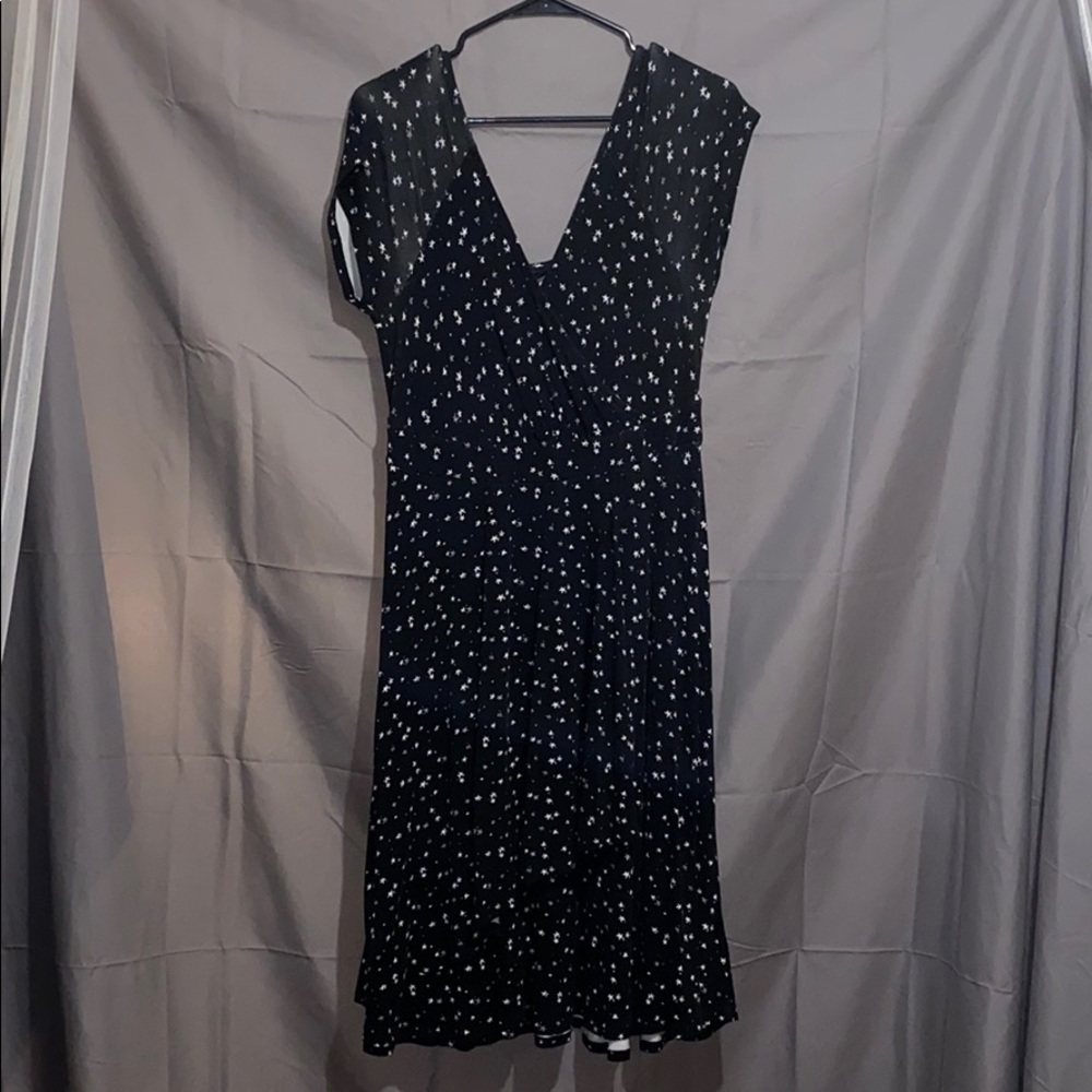 Black midi ruffle dress